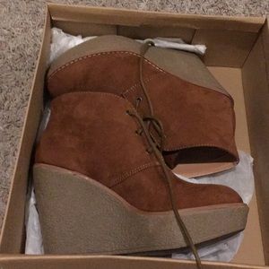 Wedge platform bootie size 6